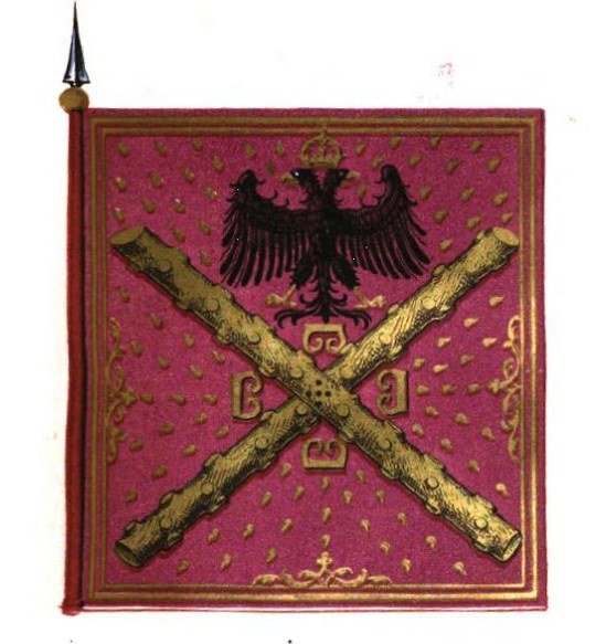 Flag given in 1510 to Mercurio Bua by Emperor Maximilian I. It features a double-headed eagle, symbol of both Byzantium and the Holy Roman Empire